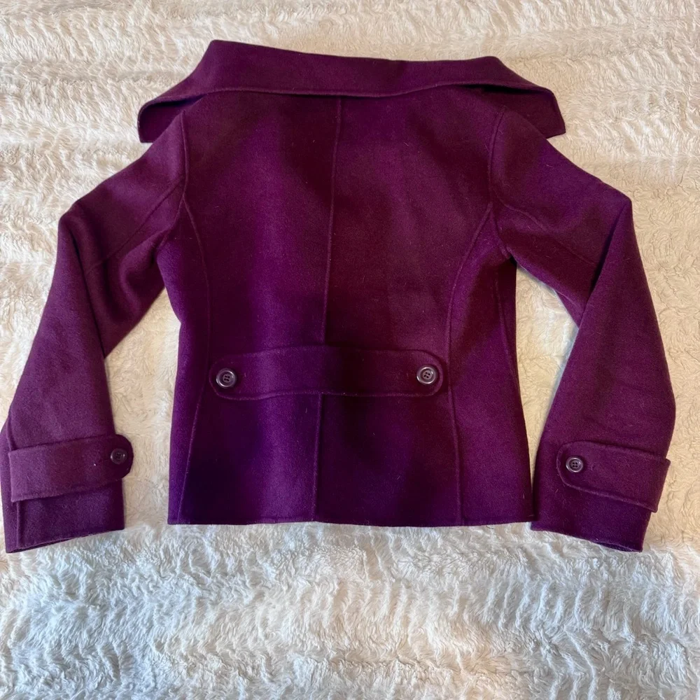 Vintage Cambridge Dry Goods Plum Wool Peacoat Shawl Collar Double Breasted small - Picture 4 of 6